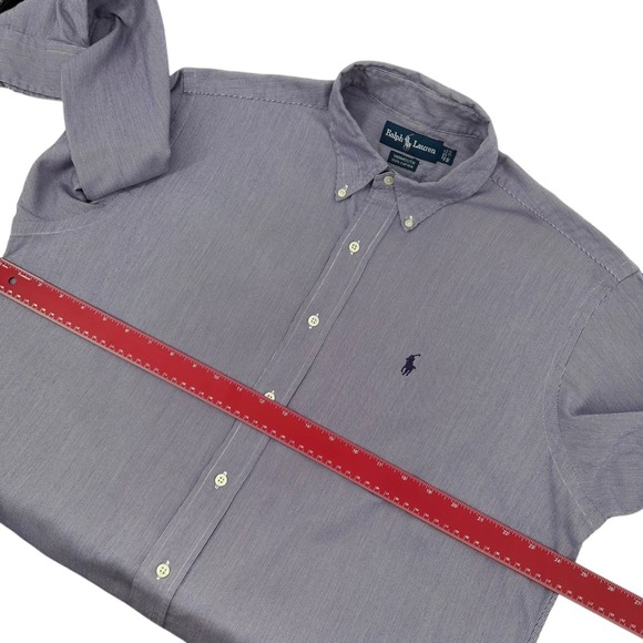 Ralph Lauren VINTAGE Mens 16/34 Yarmouth Purple Stripe Button Down Shirt - Picture 7 of 10